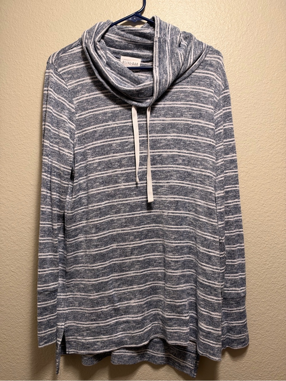 Olive & Oak Navy and White Striped Cowl Neck Pullover